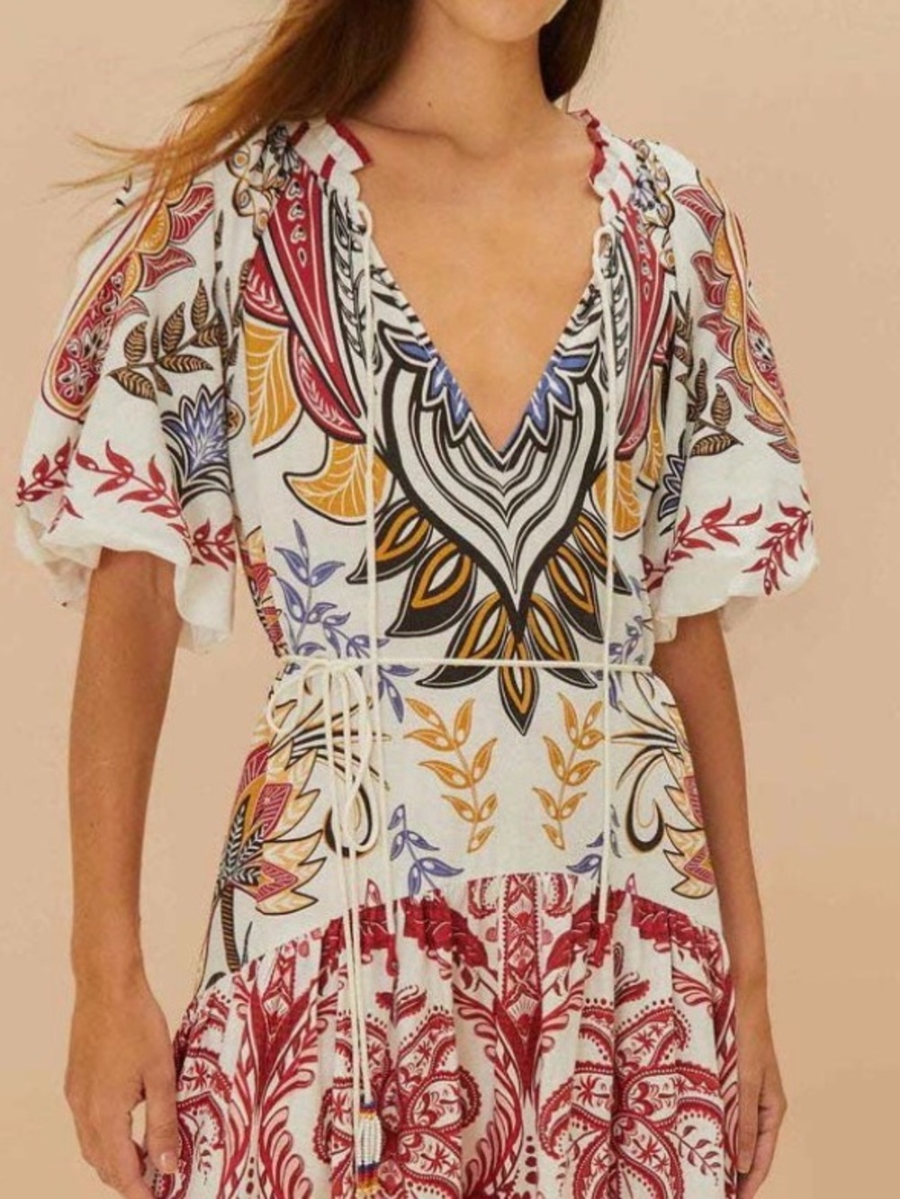 Farm Rio Tropical Boho Glam V neck Floral Maxi Dress Size: M retail $330 EUC - Picture 4 of 10